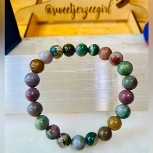 Handmade Natural Indian Agate Stretch Bracelet 8mm